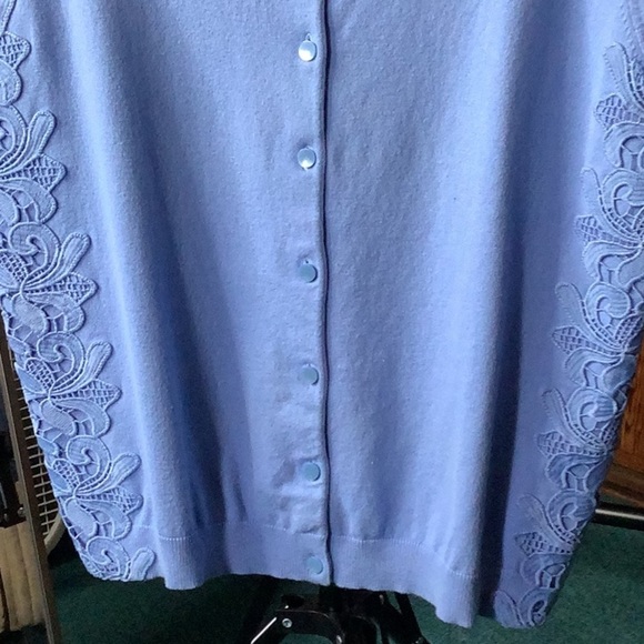 Talbots Light Blue Lace Cardigan Sweater Women’s Size L Button Front - Picture 6 of 6
